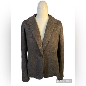 J JIll womens Walnut brown sequin blazer wool blend size L